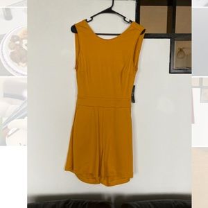 New York & Co Yellow Bandeau Back Romper. Size M